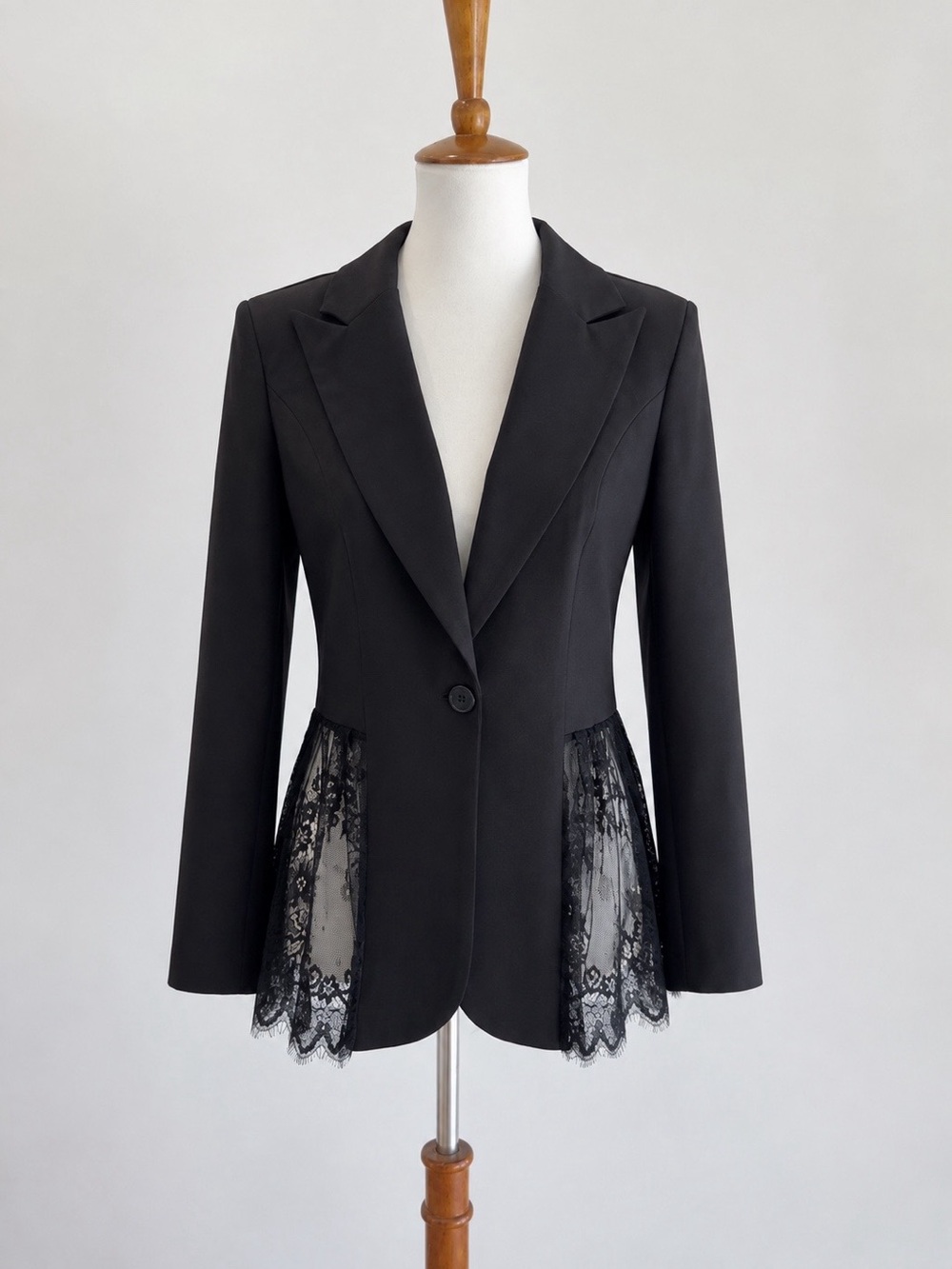 NWT Dreamers Black Blazer with Lace Insets